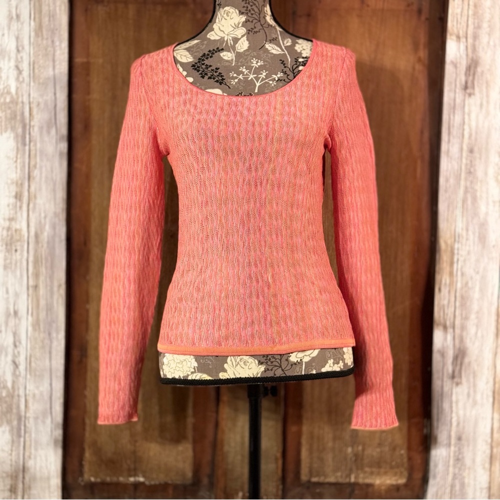 DANA BUCHMAN Sweater Long Sleeves Pink and Peach Knit
